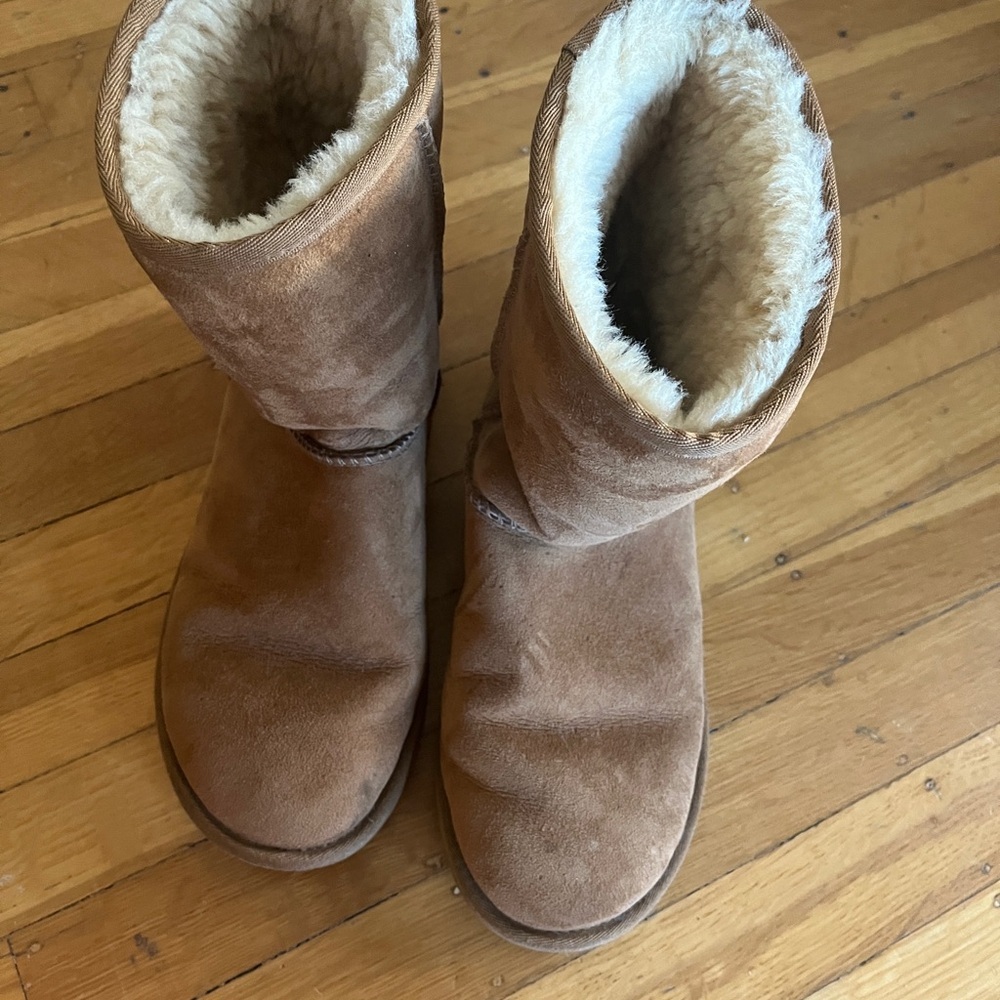 UGG shearling boots caramel 7 mid calf classic short II chestnut slippers brown - Picture 2 of 6